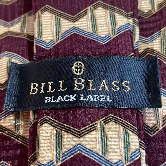Bill Blass Black Label maroon & cream silk tie - Picture 4 of 6